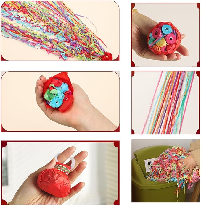 10 Pack Hand Throw Streamers Colorful Streamer Poppers No Mess Confetti Popper No Mess Streamers Cracker Easy Clean Up Paper Poppers for Engagement Wedding Birthday Party Celebration Graduation