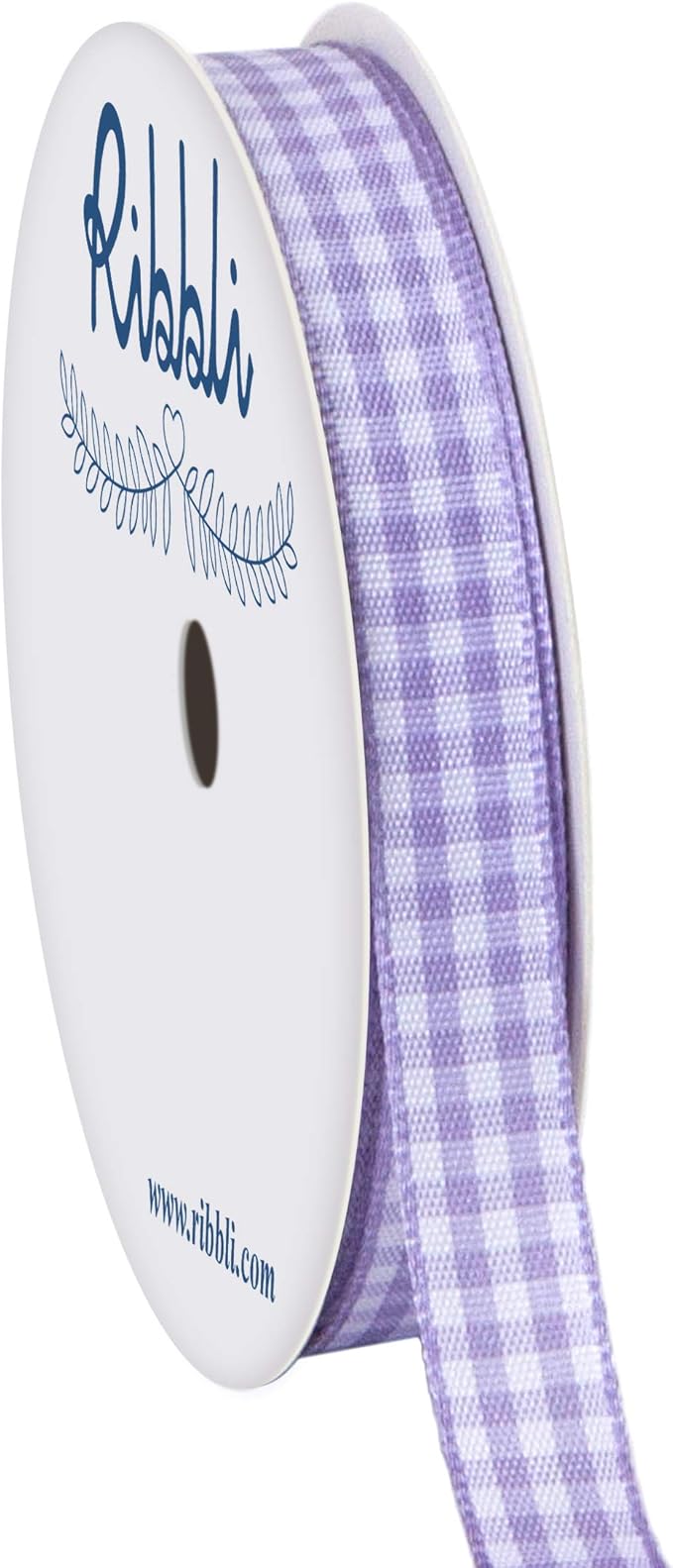 Ribbli Light Purple and White Gingham Ribbon,100% Polyester Woven Edge,3/8 Inch x 10 Yard,Plaid Ribbon Use for Gift Wrapping,Party Decoration