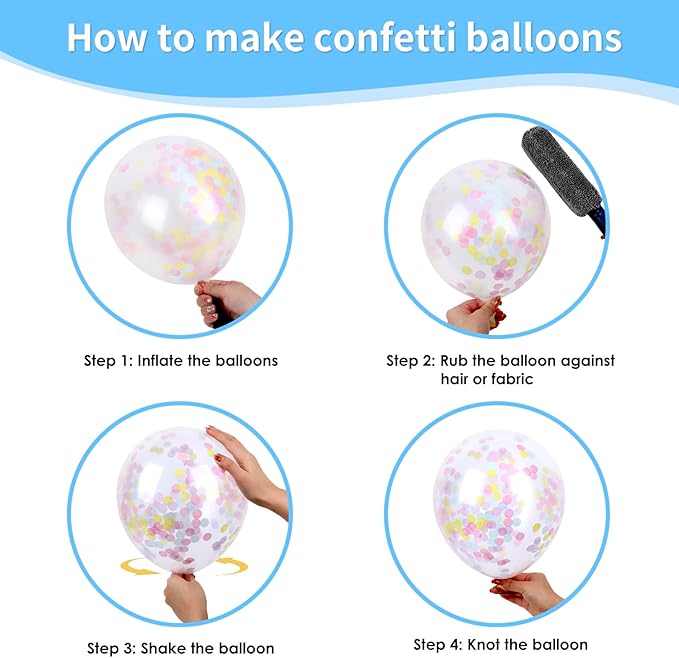 RUBFAC Pastel Balloons Easter Party Balloon, 65pcs 12 Inch Light Rainbow Colorful Latex Confetti Balloons for Easter Birthday Baby Shower Bridal Wedding Party Decoration