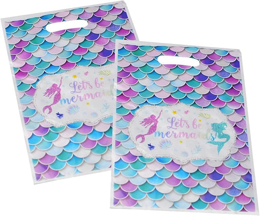 YYaaloa 30pcs Goodie Bags Party Favor Plastic Candy Gift Loot Bulk for Birthday Baby Shower Return Gift (Multicolor-Mermaid)