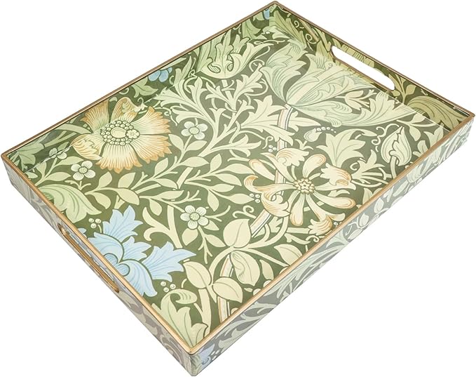 Spsyrine Serving Tray with Handles, Plastic Decorative Tray for Coffee Table, Living Room, Home Decor, 3040C