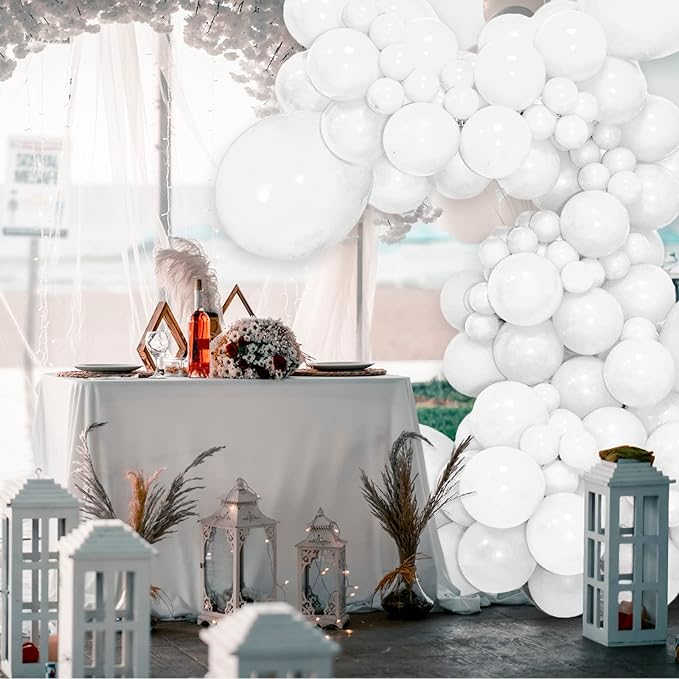 White Balloons 110Pcs, 5 Inch Small White Latex Party Balloons, Mini Thick White Balloons for Wedding Birthday Baby Shower Decorations.