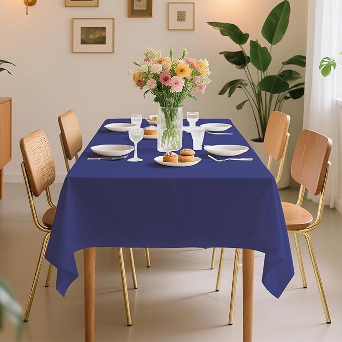 6 Pack Premium Disposable Plastic Tablecloth 54" x 108" Party Table Cloths Disposable for 6 to 8 Foot Tables Indoor or Outdoor Parties Birthdays Weddings Christmas Anniversary Buffet Table (Blue)