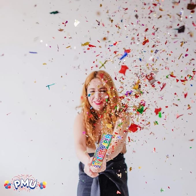 PMU Cannons Party Poppers - Confetti Blaster for Drive-by Birthdays-Celebrations, Graduation, Wedding, Christmas, New Year’s Eve - Party Poppers Confetti Shooters - 12 inch, Pkg/6