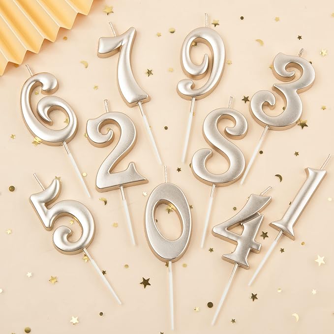 PHD CAKE 10-Count 0-9 Champagne Gold Number Birthday Candles, Number One Birthday, Champagne Number Candles, Party Celebration, Baby Showers