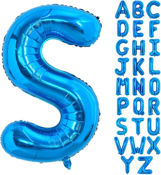 TONIFUL 40 Inch Large Blue Letter S Balloons Giant Alphabet Letter Balloons,Foil Mylar Big Balloons for 2026 Graduation Birthday Party Anniversary New Year Graduation Supplies Decorations