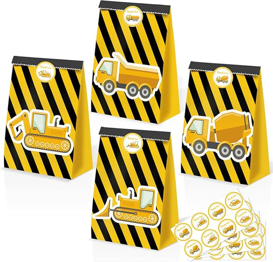 24pcs Construction Party Bags Construction Party Favors Truck Themed Birthday Party Supplies Boys Construction Birthday Party Supplies Construction Theme Birthday Party Supplies