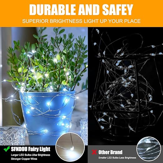 4 Pack Fairy Lights Battery Operated with Remote, 33FT 100LED Waterproof Twinkle String Lights with Timer & 8 Modes,for Indoor Outdoor Patio Garden Wedding Party Christmas Decor-Cool White