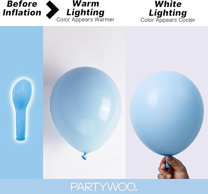PartyWoo Light Blue Balloons 140 pcs Different Sizes of 18 12 10 5 Inch Baby Pastel Sky Blue Balloon Arch Kit Garland for Graduation Baby Shower Gender Reveal Birthday Party Decorations Blue-Y4