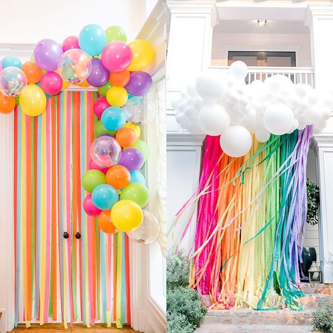 Coceca 12 Rolls 984ft Crepe Paper Streamers in 12 Colors for Rainbow Party Decorations Wedding Ceremony Birthday Indoor Decoration