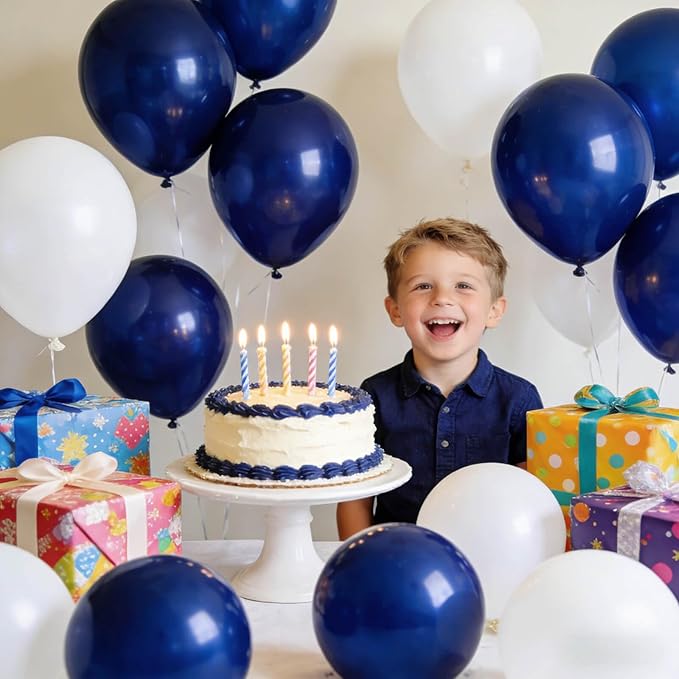 110pcs Navy Blue Balloon 12 Inch, Navy Blue Latex Balloon for Birthday Party Baby Shower Wedding(with 2 Ribbons).