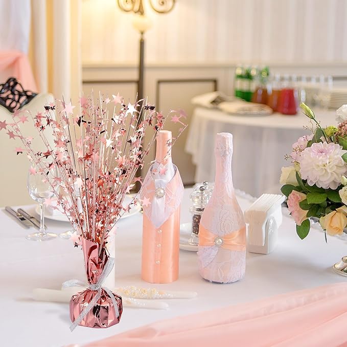 Crowye 3 Pieces Metallic Foil Spray Centerpiece Birthday Table Decoration Star Burst Centerpieces Graduation Table Decor for Birthday 2026 Party Holiday(Rose Gold)
