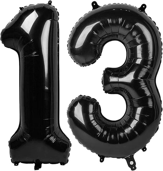 40 Inch Numbers Balloons, Large Black Number 13 Balloon Party Decorations for 1 3 31 Birthday Memorial Day, Foil Balloon for Outdoor & Indoor Wedding Supplies