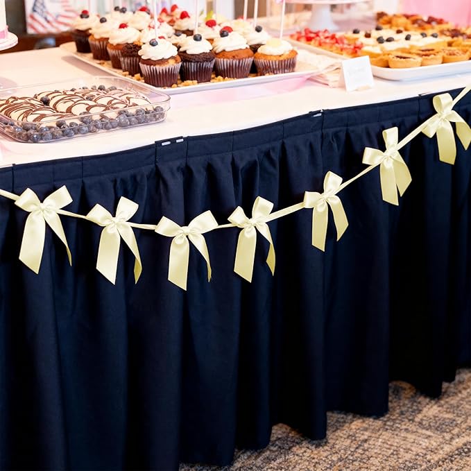 2pcs Light Yellow Bow Garland Banner - 8.3 Feet Coquette Ribbon Bow Decorations for Baby Shower, Birthday Party, Bridal Shower Decor (Yellow)