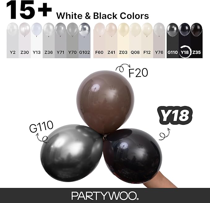 PartyWoo Black Balloons 140 pcs Different Sizes of 18 12 10 5 Inch Black Balloons Arch Kit Garland for Baby Shower Birthday Graduation Casino Gaming Anniversary Retirement Party Decorations Black-Y18
