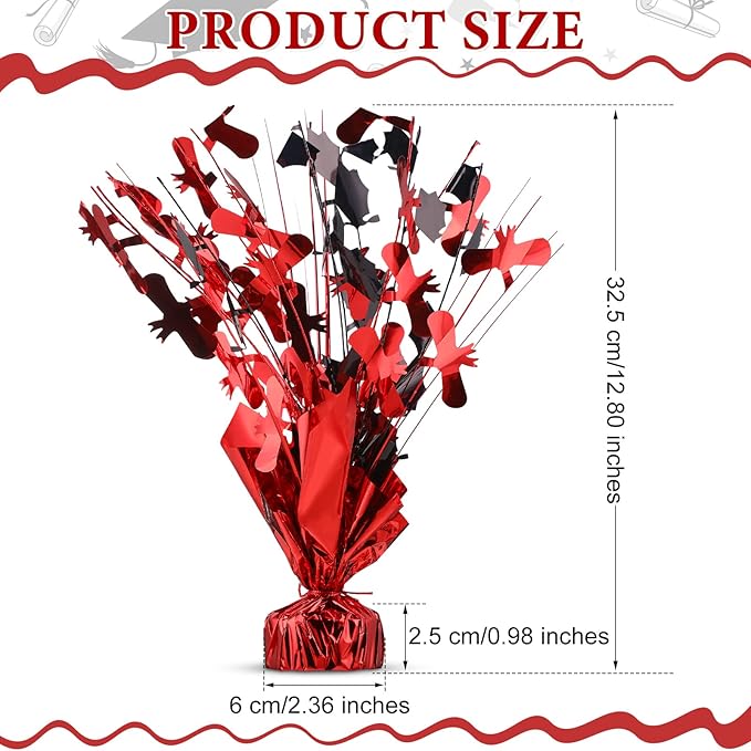 Jetec 3 Pcs Graduation Table Centerpieces Graduation Table Decoration Glitter Foil Graduate Centerpieces for 2026 Grad Party Graduation Certificates(Red)