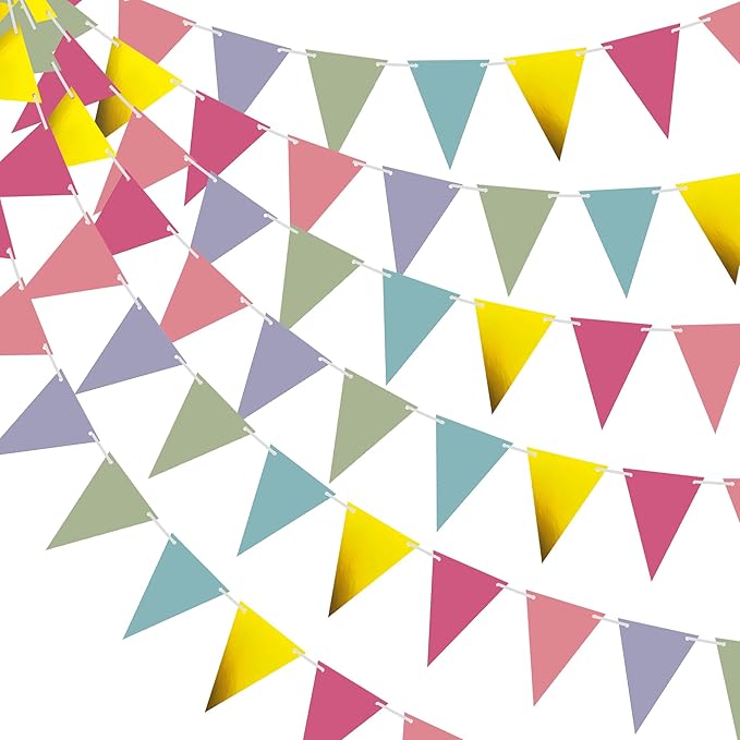 KatchOn, Multicolor Pennant Banner - 60 Ft, 8 Strings, No DIY | Multicolor Flag Banner | Pennant Flag for Birthday, Wedding, Baby Shower, Classroom Decoration | Colorful Garlands for Party Decorations
