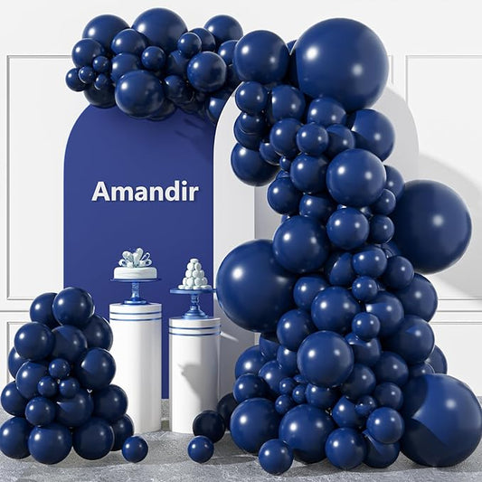 Amandir 153pcs Navy Blue Balloons Arch Garland Kit Different Sizes 18 12 10 5 Inch Dark Blue Latex Balloon for Graduation Wedding Sports Birthday Bachelorette Party Holiday Decorations