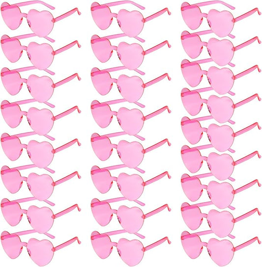 PLULON Heart Sunglasses for Women 5/12/25 Pcs, Heart Glasses Valentine Day Rimless Shaped Candy Color Fun Glasses Party Favor