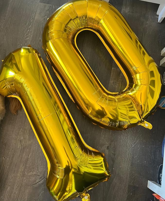 40 inch Number Balloon 0-9 Gold Large Number 0 Balloons,Digital Balloons for Birthday Party Celebration Decorations Supplies, Helium Foil Number Balloons for Wedding Anniversary