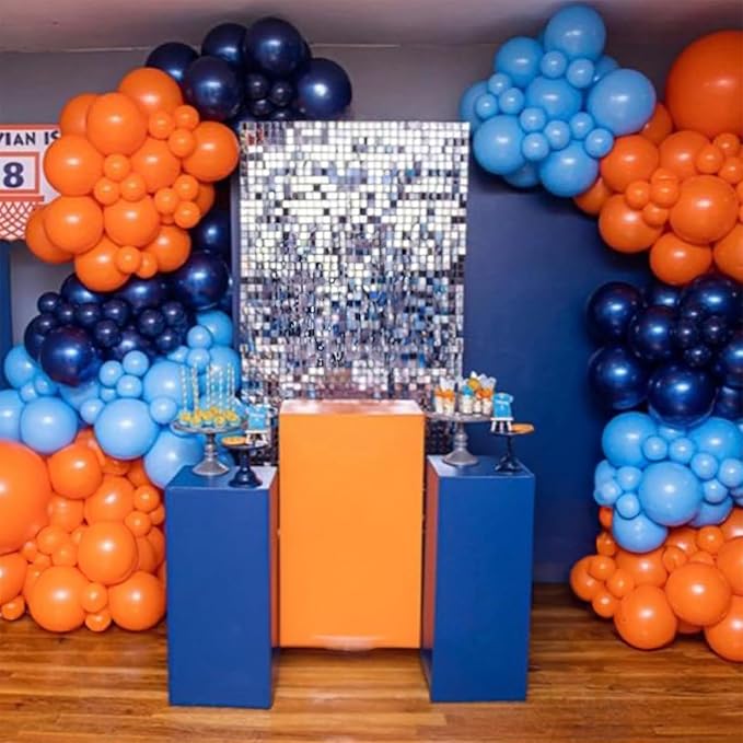 HILAVO Dog Paw Balloons Orange and Blue 60pcs 12 Inch Paw Print Puppy Balloons Navy Blue Pastel Orange Beige Latex Helium Balloon for Boys Paw Space Theme Baby Shower Blue Birthday Party Decorations