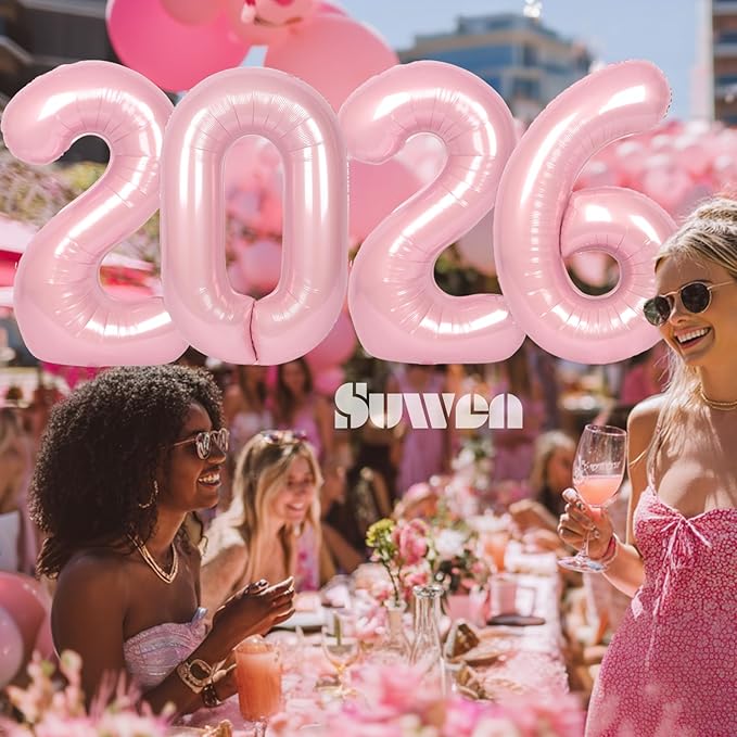SUWEN 40 Inch Large Pink 40 Balloon Numbers Big Foil Helium Number Balloons 0-9 Jumbo Happy 40th Mylar Birthday Party Decorations for Women Anniversary Party Supplies