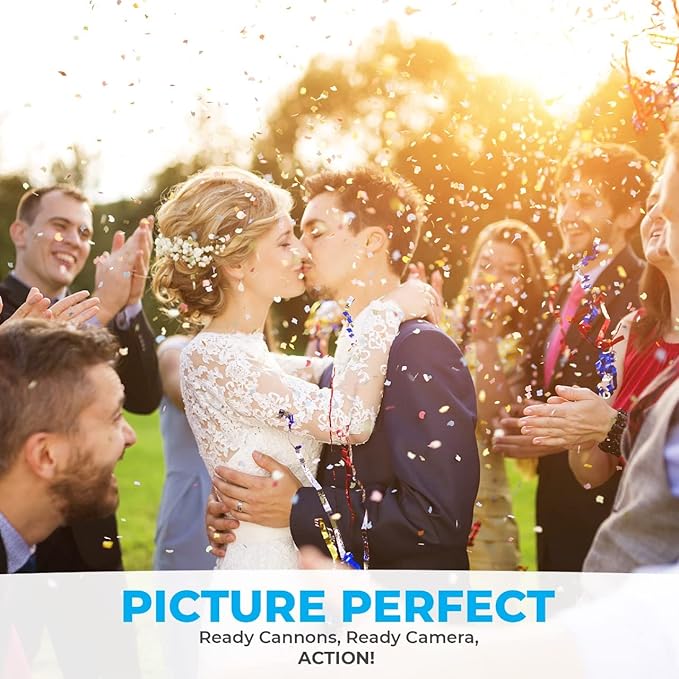 16" GOLD Confetti Poppers [6 Pack] BIODEGRADABLE GOLD Confetti Cannon, Rose Gold Compressed Air Party Poppers, Loud Pop, For Wedding Send Off, Wedding Supplies, Decorations
