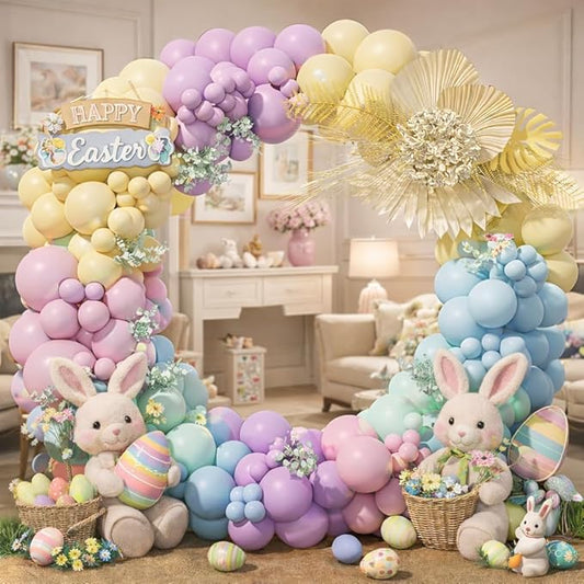 150pcs Pastel Rainbow Balloons Arch Kit, Different Sizes 18" 12" 10" 5" Pastel Latex Balloon for Girl's Baby Shower Mother's Day Unicorn Birthday Easter Gender Reveal Decorations