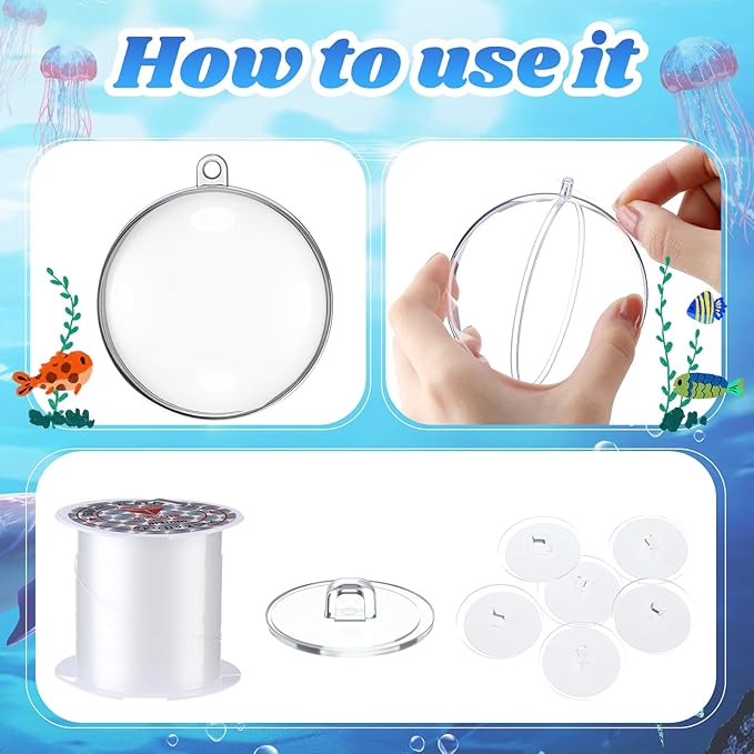 30 Pcs Transparent 3D Bubble Party Decorations Clear Plastic Ornament Balls 5 Sizes Mermaid Ocean Bubble Garland Hanging DIY Ceiling Wall Decor for Birthday Baby Shower Wedding