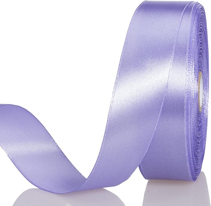 YASEO 1 Inch Violet Solid Satin Ribbon, 50 Yards Craft Fabric Ribbon for Gift Wrapping Floral Bouquets Wedding Party Decoration
