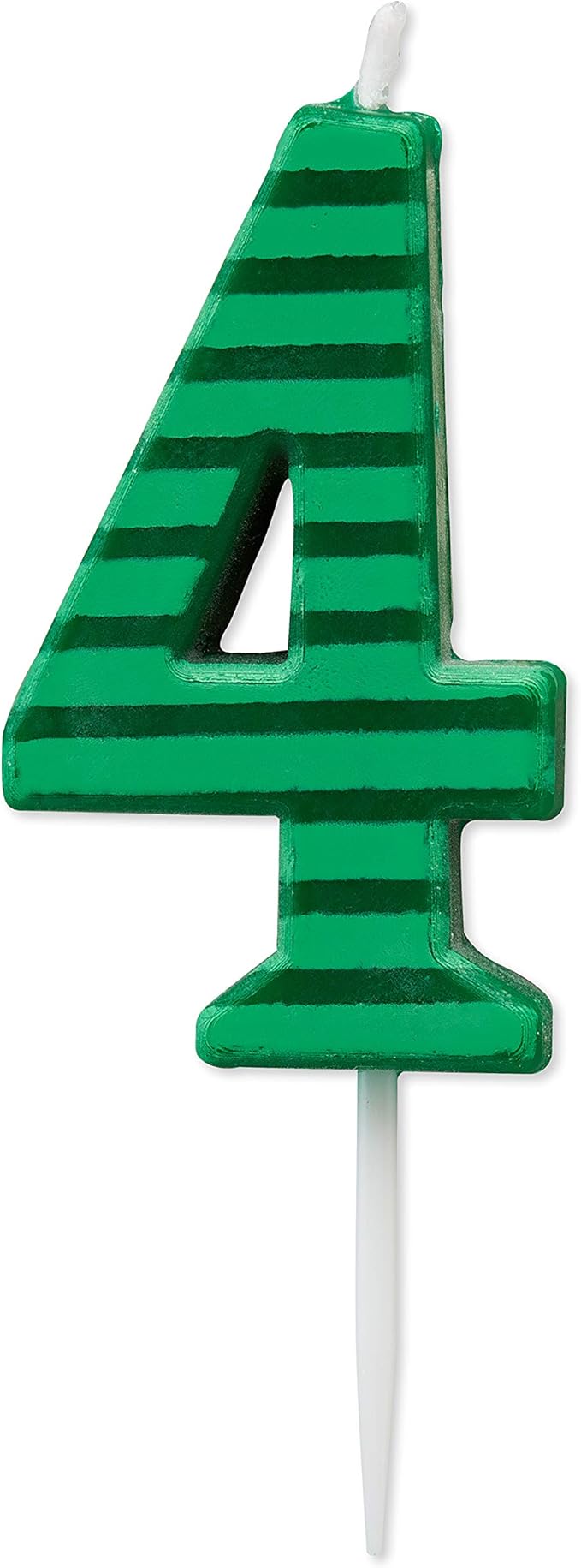 Papyrus Number 4 Birthday Candle, Green Stripes (1-Count)