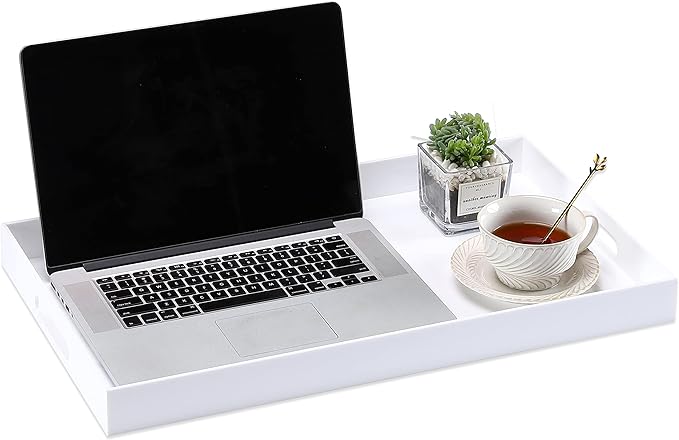 Acrylic Tray with Embedded Handle, 10x15 Inch, White