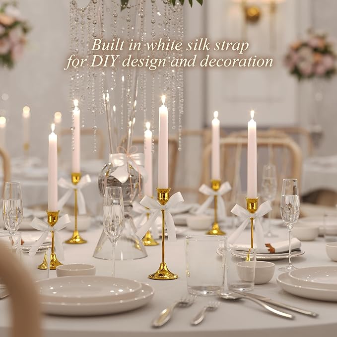 FSyueyun Gold Candle Holders Set of 3, Elegant Metal Candlestick Holders for Vintage Taper Candle Holders, Perfect for Table Centerpieces, Fireplace Mantels, Home Decor, Weddings and Party Decorations