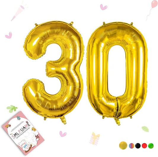 40 inch Number Balloon 0-9 Gold Large Number 30 Balloons,Digital Balloons for Birthday Party Celebration Decorations Supplies, Helium Foil Number Balloons for Wedding Anniversary