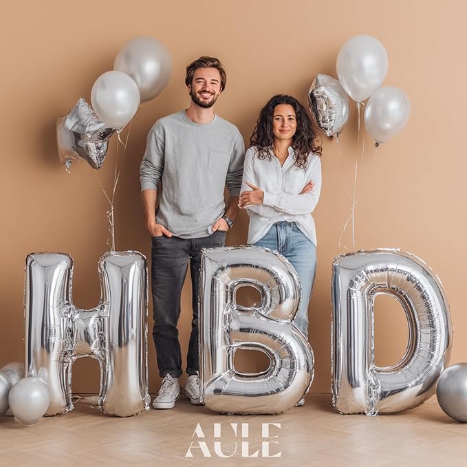 AULE 40 Inch Big Letter Balloon Silver Q Large Foil Helium Alphabet Balloons A-Z for Birthday Anniversary Graduation New Year Party Decoration Supplies