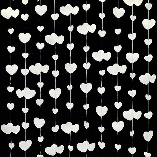 52Ft Valentines Day Party Decorations White Heart Garland White Love Heart Hanging Paper Streamer Banner for Wedding Anniversary Bridal Shower Engagement Mothers Day Bachelorette Winter Party Supplies