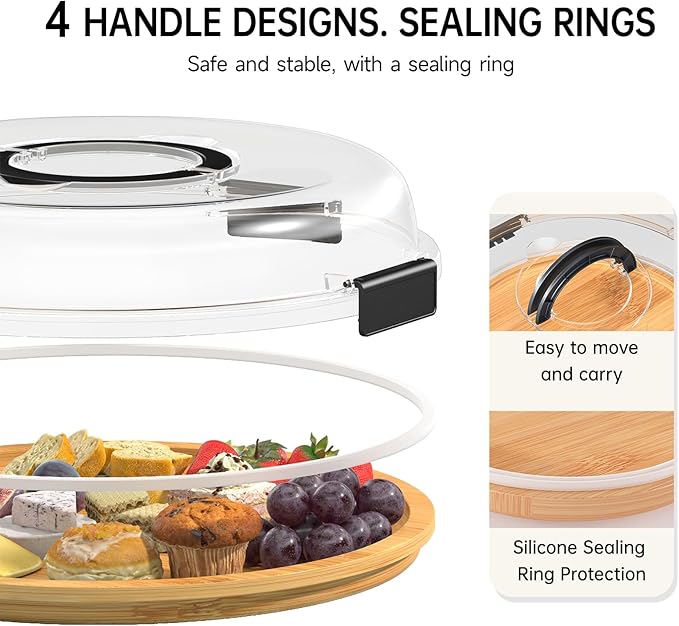 Renmxj Charcuterie Board with Clear Lid, Picnic Portable Cheese Board Charcuterie Boxes, Meat Fruit Serving Tray Platter, House Warming Gifts New Home, Gifts for Women (White, 1 Compartment)