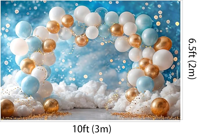 Kate 10x6.5ft Sweet 1st Birthday Party Backdrops for Photography Colorful Balloons Background White Clouds Shining Stars Backgrounds Baby Birthday Party Cake Smash Studio Backdrop