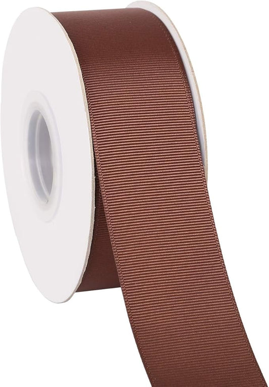 Ribbonitlux 1.5" Wide Solid Grosgrain Ribbon 25 Yards (850-Brown）, Set for Gift Wrapping, Party Decor, Sewing Applications, Wedding and Craft