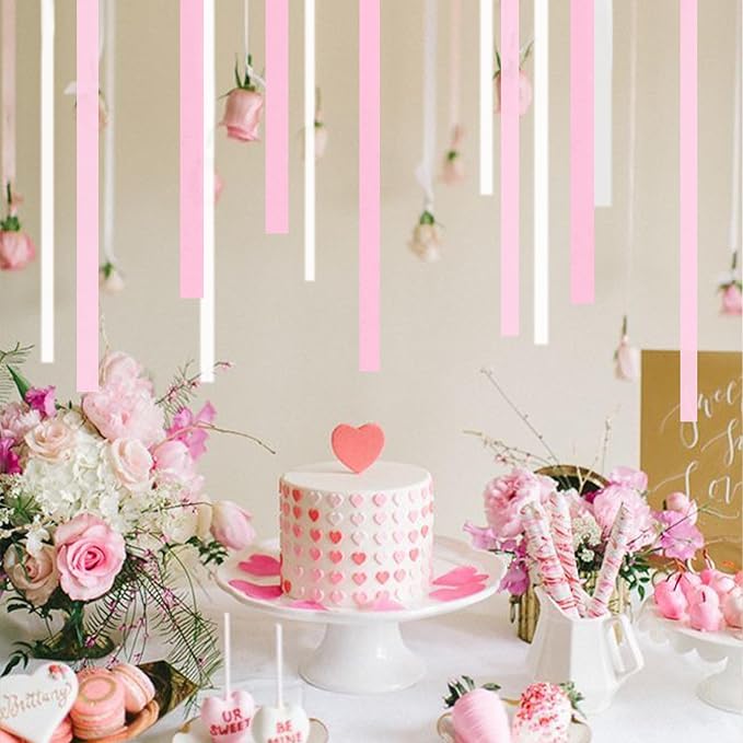 8 Rolls Crepe Paper Streamers, Light Pink Streamers Party Decorations for Baby Shower Bridal Shower Wedding Bachelorette Party Girls Birthday Valentines Galentines Day Mother's Day