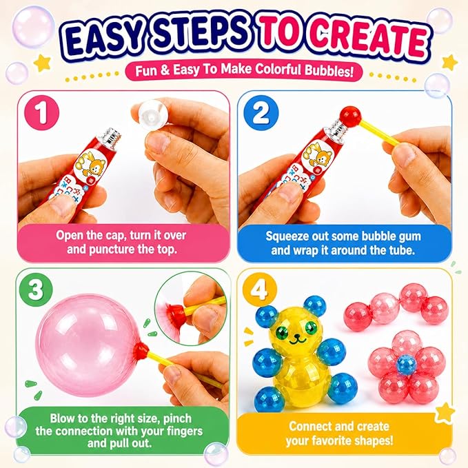 40 Pack Blow Plastic Bubbles Tubes for Kids – Magic Bubble Balloon Toys, 90s Nostalgia Blowing Bubble Ball Kit for Party Favors, Gifts, Outdoor Play & Craft Fun