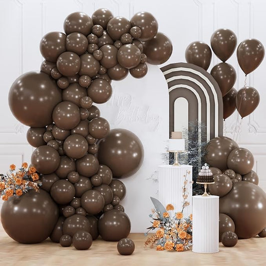 PartyWoo Dark Brown Balloons 155pcs Different Sizes of 18 12 10 5 Inch Boho Coffee Neutral Fall Balloon Arch Kit for Bachelorette Baby Shower Anniversary Birthday Party Decorations Brown-F20