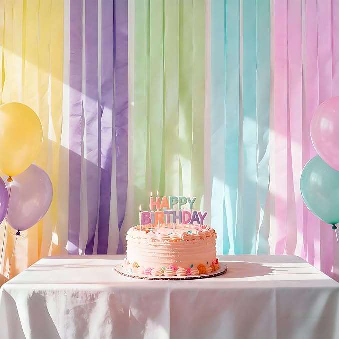 Pastel Colourful Crepe Paper Streamers 6 Rolls 32ft Donut Party Supplies Easter Birthday Baby Shower Sweet Shop Decorations