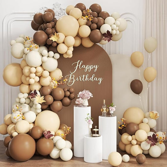 Boho Brown Balloon Garland Arch Kit, 167Pcs Latex Neutral Balloons Different Sizes 18 12 10 5 inch for Baby Shower Birthday Bridal Shower Wedding Party Decorations