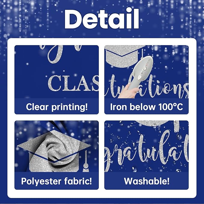 Mocsicka Class of 2026 Backdrop Blue Silver Glitter Bokeh Graduation Party Background 2026 Congrats Grad Prom Party Cake Table Decoration Photo Booth Props (8x6ft)