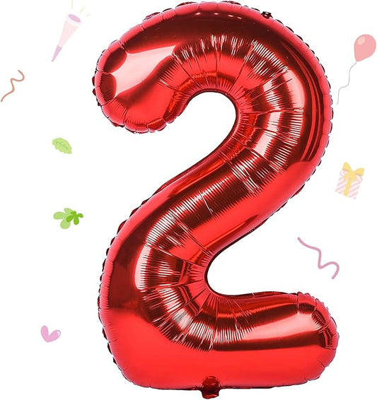 40 inch Number Balloon 0-9 Red Large Number 2 Balloons,Digital Balloons for Birthday Party Celebration Decorations Supplies, Helium Foil Number Balloons for Wedding Anniversary