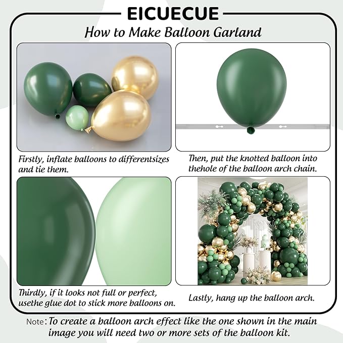 Green and Gold Balloons Garland Arch Kit - Dark Emerald Green Hunter Forest Sage Green Metallic Gold Balloons for Birthday Baby Shower Anniversary Wedding Jungle Safari Party Decorations