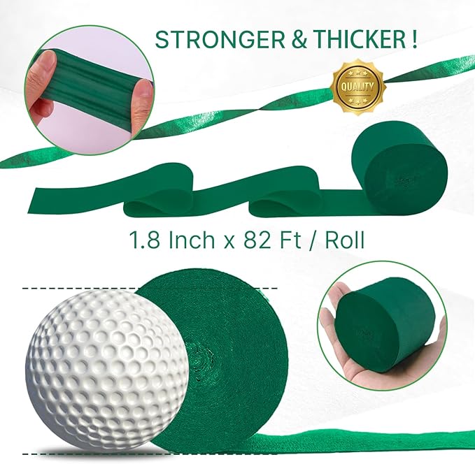 PartyWoo Green Crepe Paper Streamers 6 Rolls 492 ft Pack of Hunter Emerald Forest and Light Green Crepe Paper for Graduation Christmas Jungle Birthday Party Decorations (1.8 Inch x 82 Ft/Roll)