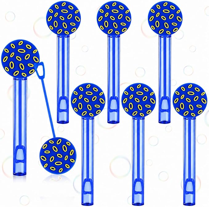 Jenaai 24 Pcs Blue with Gold Ring Bubble Wands Cartoon Bubble Wand Party Favors for Summer Activity Cartoon Birthday Gifts Carnival Goody Bag Stuffers Wedding Supplies
