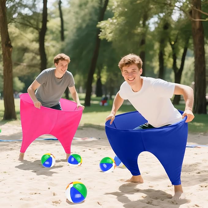 Granny Pants Yard Game Freaky Party Games Pants with Bouncy Balls and Air Pump Oversized Granny Pants Outdoor Game for Adults and Family Interactive Throwing Game for Group Gatherings